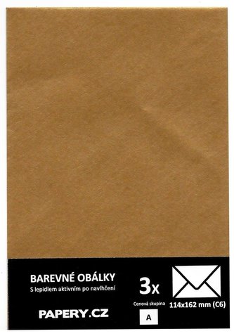 barevná obálka 114X162 ZLATÁ METALICKÁ, 3 kusy, 100 gm2, olizová