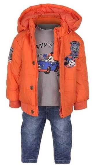 KOMPLET BUNDA, TRIKO A DŽÍNY MICKEY baby - velikost 6 m.