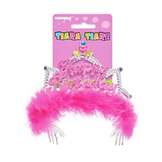 Stříbrno-růžová korunka HAPPY BIRTHDAY