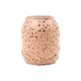 Stuha dárková 12mx10mm, přírodní s hvězdičkami