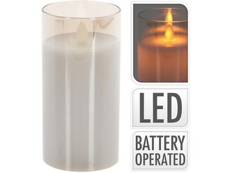 svíčka LED pr.7,5x15cm ve skle ŠE