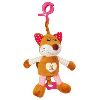 Dětská plyšová hračka s hracím strojkem Baby Mix Liška růžová