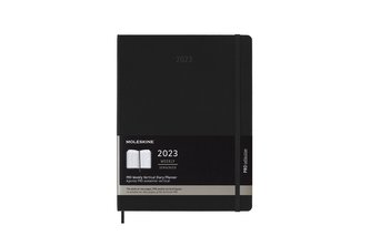 Moleskine Vertikální diář PRO 2023 tvrdý černý XL