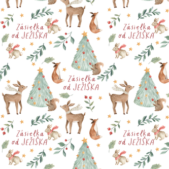 Vánoční balící papír - Zásielka od Ježiška - SLovenská verze -70 x 100 cm - 3 archy