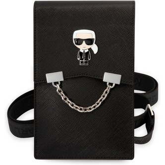 Karl Lagerfeld Saffiano Metal Ikonik Wallet Phone Bag černé