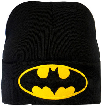 Zimní dětská přeložená pletená čepice|Batman: Logo (univerzální) černá