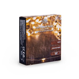 ŘETĚZ 20LED STŘÍBRNÝ 100CM 2XAA