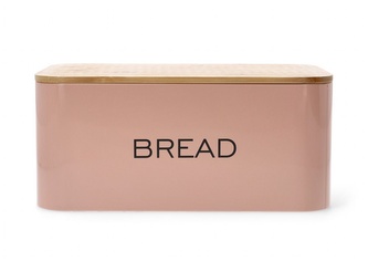 Kovový chlebník s bambusovým víkem BREAD růžová 30x18 cm Homla