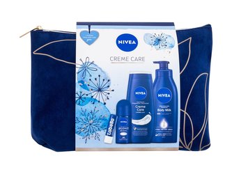 Nivea Creme Care tělové mléko Body Milk 400 ml + sprchový gel Creme Care 250 ml + antiperspirant Protect & Care 50 ml + balzám na rty Labello Original 4,8 g + kosmetická taštička