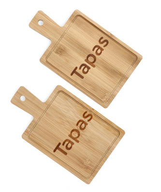 Sada prkének BAMBOU z přírodního dřeva s nápisem TAPAS  11x14 cm Homla