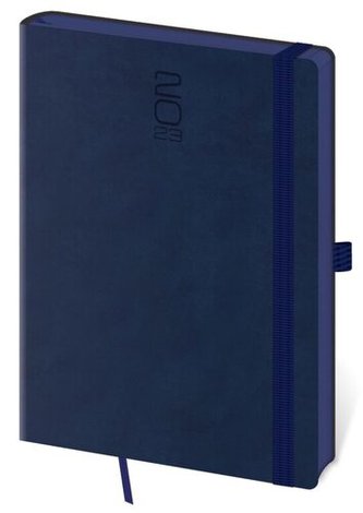 Diář 2023 týdenní A5 Memory s gumičkou - tmavě modrá