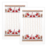 Kuchyňské utěrky - sada 2 kusů - latte - červená, béžová - 40x60 cm