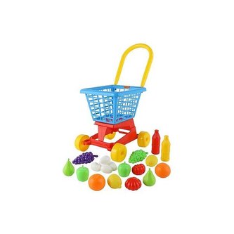 Nákupní vozík Supermarket č.1 + sada potravin  /+3