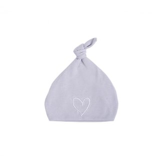 Novorozenecká čepička, Šedá/Bílé srdce 0-1m