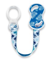 Držák na dudlík s klipem a kroužkem, Blue/white