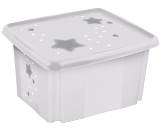 Úložný box s víkem "Stars", Bílá