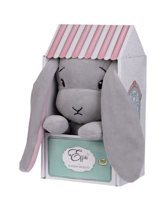 Králíček Effik Šedý Růžové uši s domečkem, S