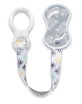 Držák na dudlík s klipem a kroužkem, Grey zebra