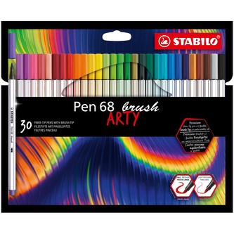 STABILO Pen 68 brush 30 ks Sada v kartonovém obalu "ARTY" všechny barvy  od 03/2022