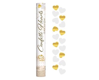Konfetti pneumatyczne złote i białe serduszka 40cm