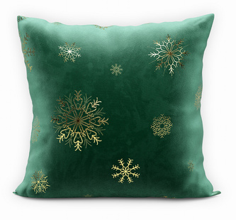 Polštář SNOWFLAKE smaragdová/zlatá 40x40 cm  Mybesthome