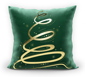 Polštář CHRISTMAS TREE smaragdová/zlatá 45x45 cm MyBestHome