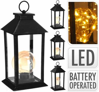 Lucerna s LED žárovkou 29 cm černá