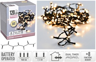 Vánoční světelný řetěz teplá bílá 120 LED / 9 m
