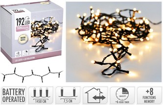 Vánoční světelný řetěz teplá bílá 192 LED / 14,5 m
