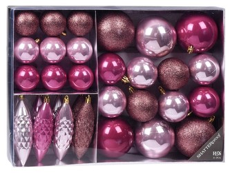 Vánoční ozdoby koule sada 31 ks růžová