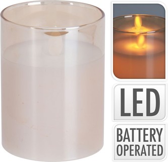 LED svíčka skleněná 7,5 x 10,5 cm teplá bílá