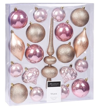 Vánoční ozdoby se špičkou sada 19 ks rosegold