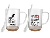 SADA 2 KS SKLENĚNÝCH HRNKŮ NA KORKOVÉ PODLOŽCE 380 ML MRS&MR