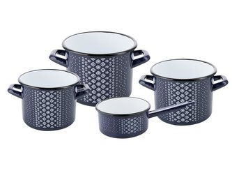 HRNCE SMALTOVANÉ TRELIS 4-DÍLNÁ SADA B/P