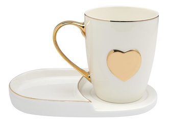 DÁRKOVÝ HRNEK S TALÍŘKEM HEART 360 ML