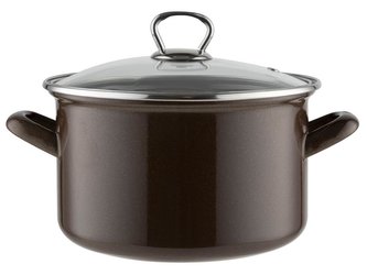 HRNIEC SMALTOVANÝ S POKLIČKOU 22CM 4,7L MARIGOLD HNĚDÁ BARVA