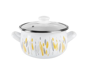 Smalt hrnec Autumn 18 cm, 2,8 l bílý, dekor