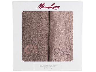 RUČNÍKY MISS LUCY 2KS MUŽ/ŽENA 70X140CM TMAVĚ/SVĚTLE VŘESOVÁ