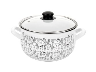 HRNEC SMALTOVANÝ PYZA S POKLIČKOU 20CM 4,2L CACTUS