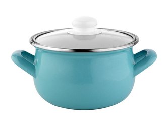 HRNEC SMALTOVANÝ PYZA S POKLIČKOU 18CM 3L CAPRI MODRÝ