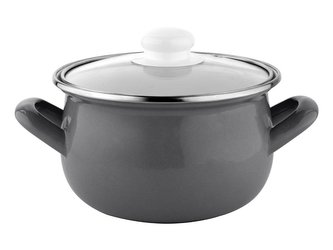 HRNEC SMALTOVANÝ PYZA S POKLIČKOU 20CM 4,2L CAPRI ŠEDÝ