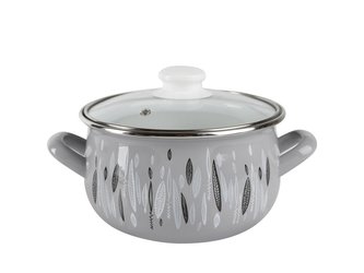 * HRNEC SMALTOVANÝ PYZA S POKLIČKOU 18CM 3L AUTUMN ŠEDÝ