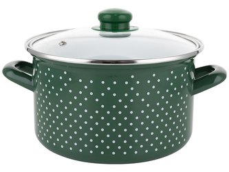 SMALTOVANÝ HRNEC RETRO ZELENÝ 18CM