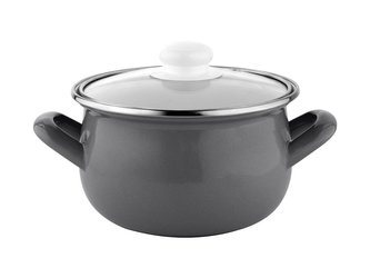 HRNEC SMALTOVANÝ PYZA S POKLIČKOU 16CM 2,2L CAPRI ŠEDÝ