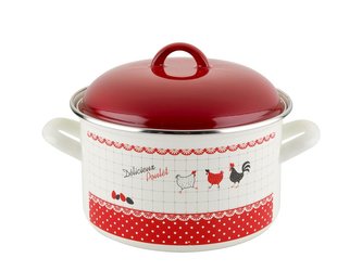 HRNEC SMALTOVANÝ S POKLIČKOU 20CM 4,1L SLEPIČKY