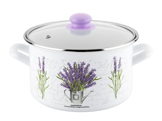 HRNEC SMALTOVANÝ S POKLIČKOU 22CM 5,3L KYTICE