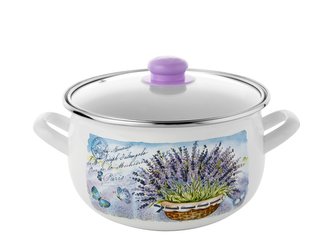 * HRNEC SMALTOVANÝ PYZA S POKLIČKOU 18CM 3L LEVANDULE