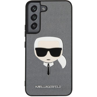 Karl Lagerfeld PU Saffiano Karl Head Zadní Kryt Samsung Galaxy S22+ stříbrný