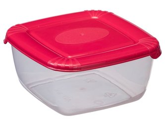 BOX NA POTRAVINY  POLAR ČTVERCOVÝ 2500ML ČERVENÝ -PT 1677