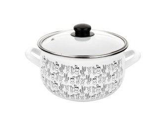 HRNEC SMALTOVANÝ PYZA S POKLIČKOU 16CM 2,2L CACTUS